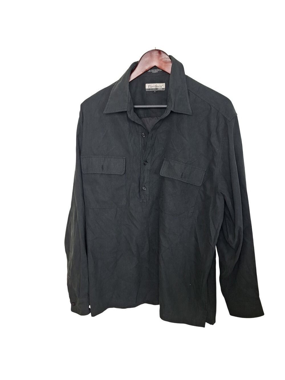 Firethorn Mens Casual Long Sleeve Button Up Shirt Black Size L